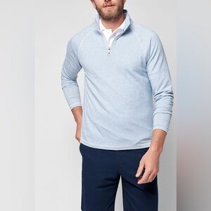 Faherty Like New Movement Quarter Zip Pullover Sweater Blue White Stripe Size XL
